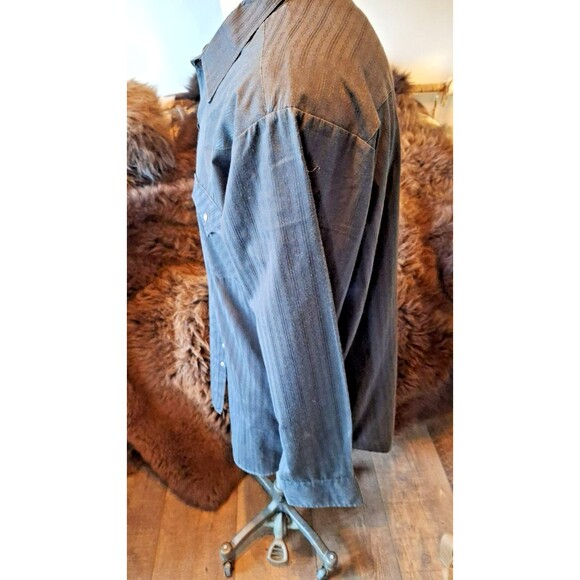 Ely Cattleman Pearl Snap Button Shirt Men's XL Tall Black - Picture 3 of 6